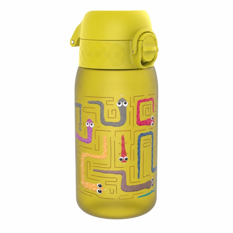 Sticlă pentru copii ion8 Evo Baby Lions 350 ml, galbenă, etanșă, deschidere cu o singură mână, fără BPA — testată (stare: vezi a doua imagine)