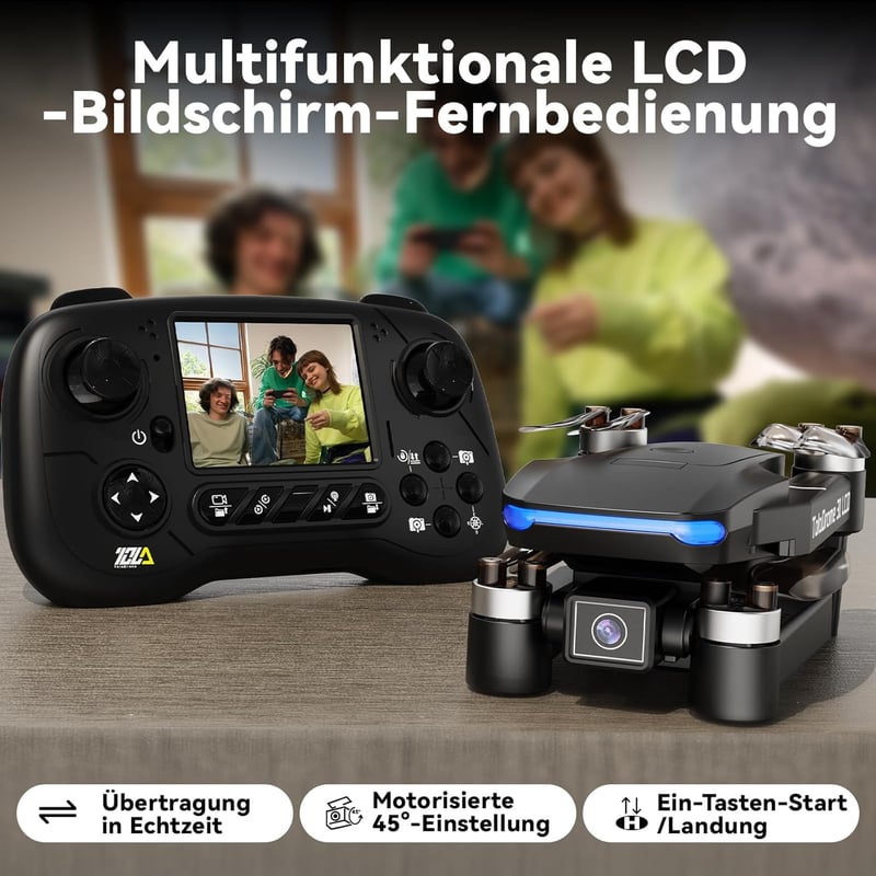 Toladrone TD31LCD Drón Beépített LCD Kijelzős Távirányítóval - Kefenélküli Motorral, Állítható Kamerával, Valós Idejű Képátvitellel, Kezdőkn