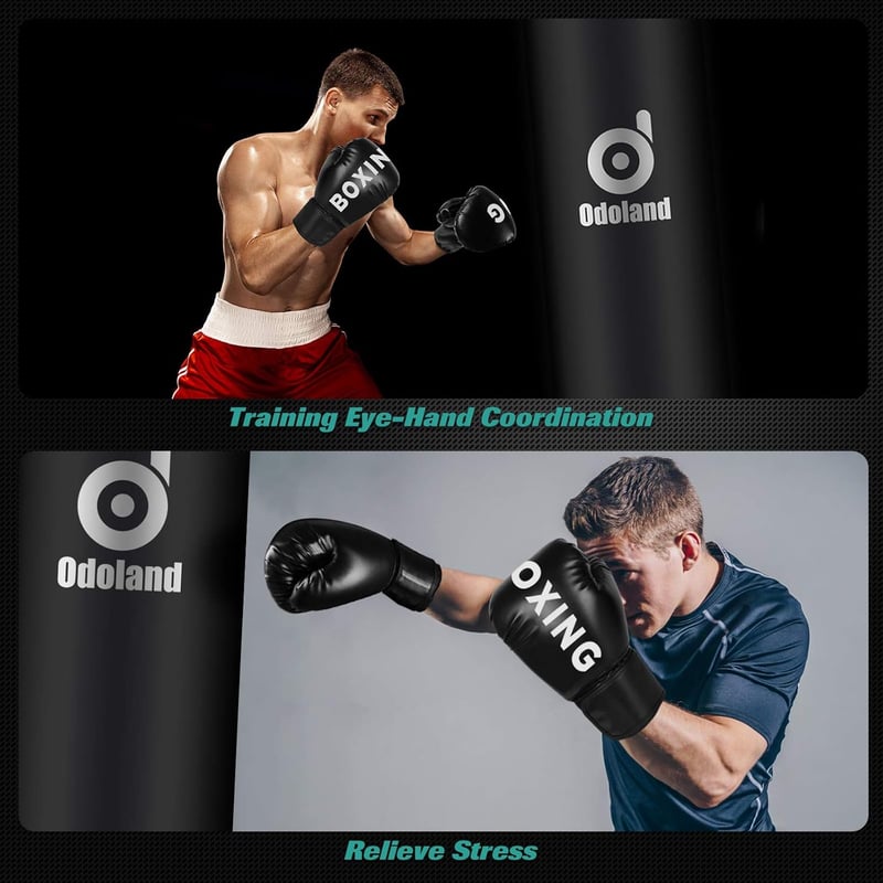 Odoland 120 cm-es üresen szállított boxzsák szett, 8 részes MMA és kickbox felszereléssel