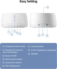 Kuulaa Fehér Zajgenerátor - 30 Hangú USB Alvássegítő Időzítővel, Hordozható 5