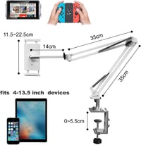 ZenCT Tablet és Telefontartó Állvány - Állítható Fém Karral, Ágyhoz Rögzíthető, iPad Pro 12.9 és iPhone 11 Kompatibilis, Fehér 2