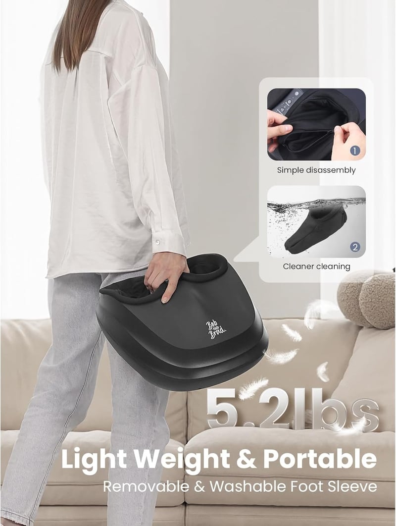 Bob and Brad Lite Lábmasszírozó Gép Melegítéssel és Légkompresszióval, Shiatsu Elektromos Lábmasszázs 46-os Lábméretig
