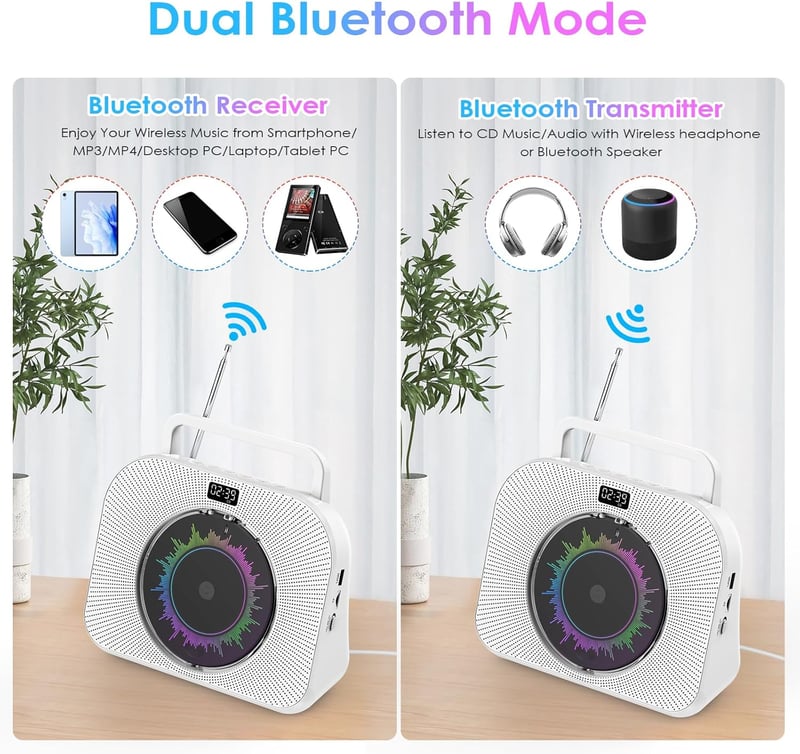 KOVCDVI 9 az 1-ben Bluetooth CD-lejátszó rádióval, USB/TF/AUX támogatással, ébresztővel és távirányítóval