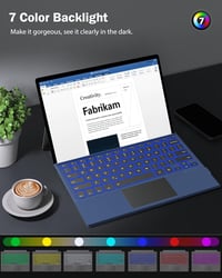 MoKo Bluetooth Billentyűzet Touchpaddal Surface Pro 7+/7/6/5/4/3 Készülékekhez - 7 Színű RGB Háttérvilágítás, Újratölthető, QWERTY 3