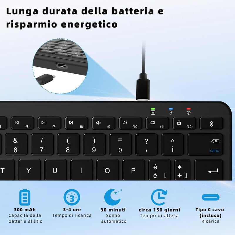 Qulose Wireless Bluetooth Billentyűzet 12 Hüvelykes Eszközökhöz - silver