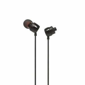 Slúchadlá do uší JBL Tune 110 s mikrofónom a diaľkovým ovládaním, čierne — neúplné: chýba gumený nadstavec na pravej strane (stav: pozri 2. obrázok)