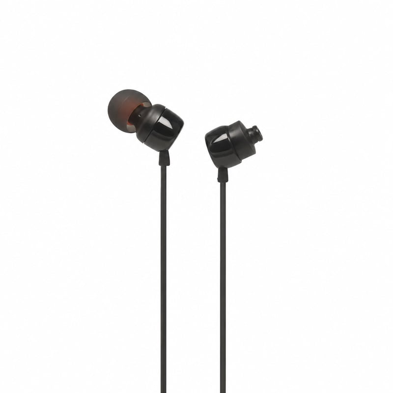 Slúchadlá do uší JBL Tune 110 s mikrofónom a diaľkovým ovládaním, čierne — neúplné: chýba gumený nadstavec na pravej strane (stav: pozri 2. obrázok)