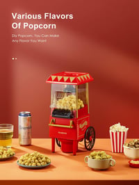 Cozeemax Retro Popcorn Készítő 1200W - Nagy Kapacitású, Zsírmentes, Piros 6