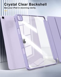 TiMOVO iPad Air 13 (M2) 2024 védőtok, tolltartóval, átlátszó hátlappal, állvány funkcióval, automatikus alvás/ébresztés, lila 6