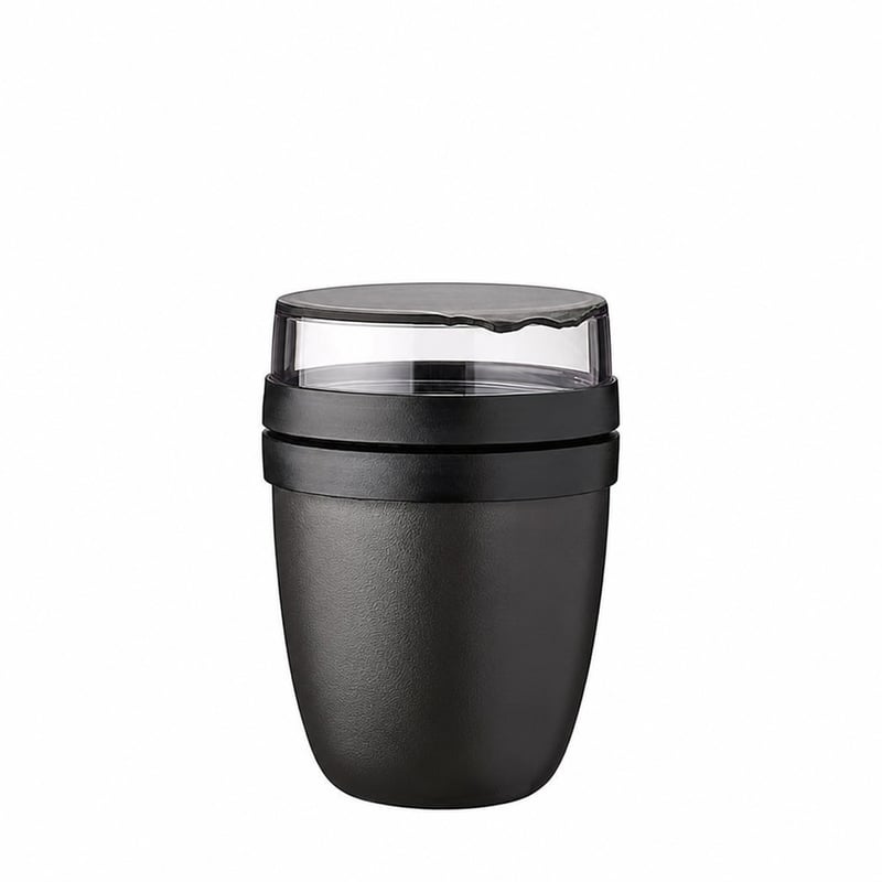 Recipient pentru iaurt și musli Mepal Ellipse Mini - 300 ml - Nordic Black — bază pentru compartimentul de musli deteriorată (stare: vezi a 2-a fotografie)