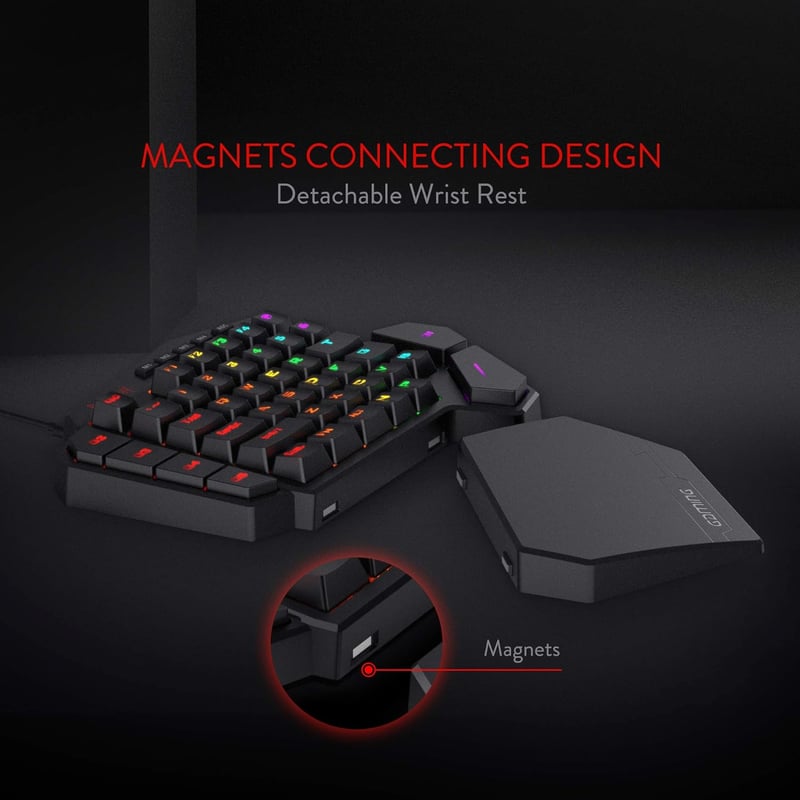 Redragon K585 DITI RGB Egykezes Mechanikus Gamer Billentyűzet, Barna Kapcsolók
