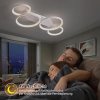 SEATAIN 80 cm-es Távirányítós LED Mennyezeti Lámpa - Fehér 4 Gyűrűs Modern Dizájn, Szabályozható Fényerő, 3000-6000K, Éjszakai Fény Funkcióv 4