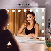 Hansong Hollywood Sminkasztal Tükör 15 LED Izzóval - Fehér Sminktükör USB Kimenettel, 58x46 cm Méretben, Üveg Kivitelben 7