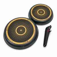 Sada panvíc Tefal Ingenio Easy On L15993, 3-dielna, s odnímateľnou rukoväťou, 24 a 28 cm, nepriľnavý povrch, stohovateľné, používané 1