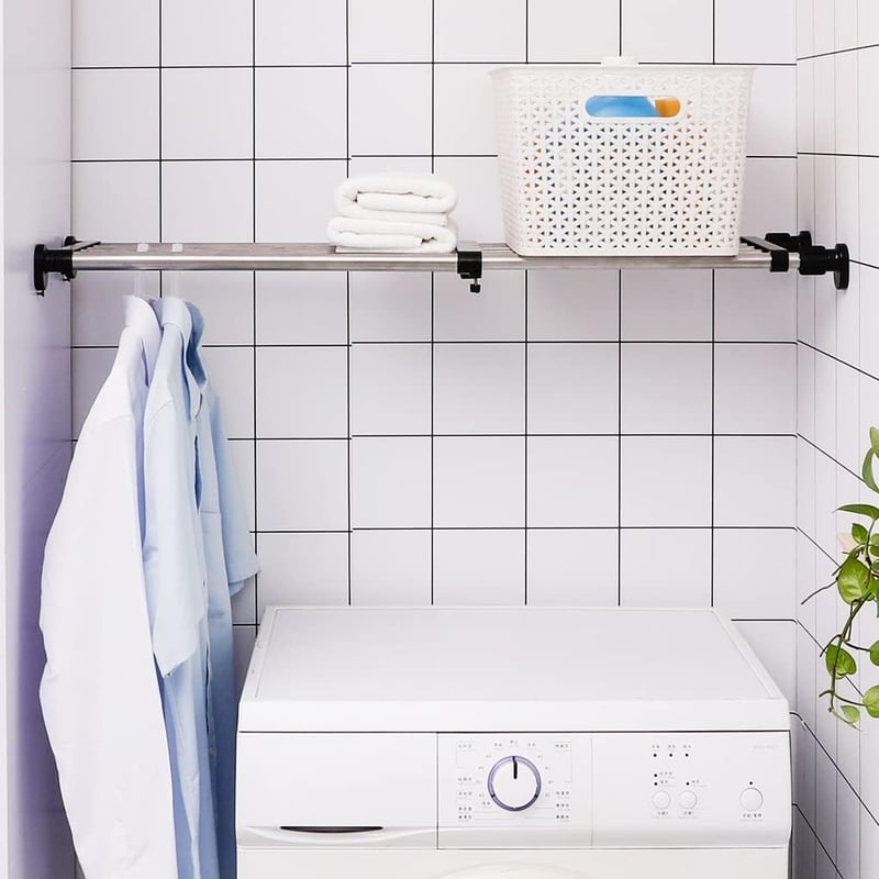 ARIIKON Állítható Szekrénypolc 50-80 cm - Fúrás Nélküli Bővíthető Tárolórendszer Konyhába, Fürdőbe, Hálóba, Fekete, 25 cm Széles