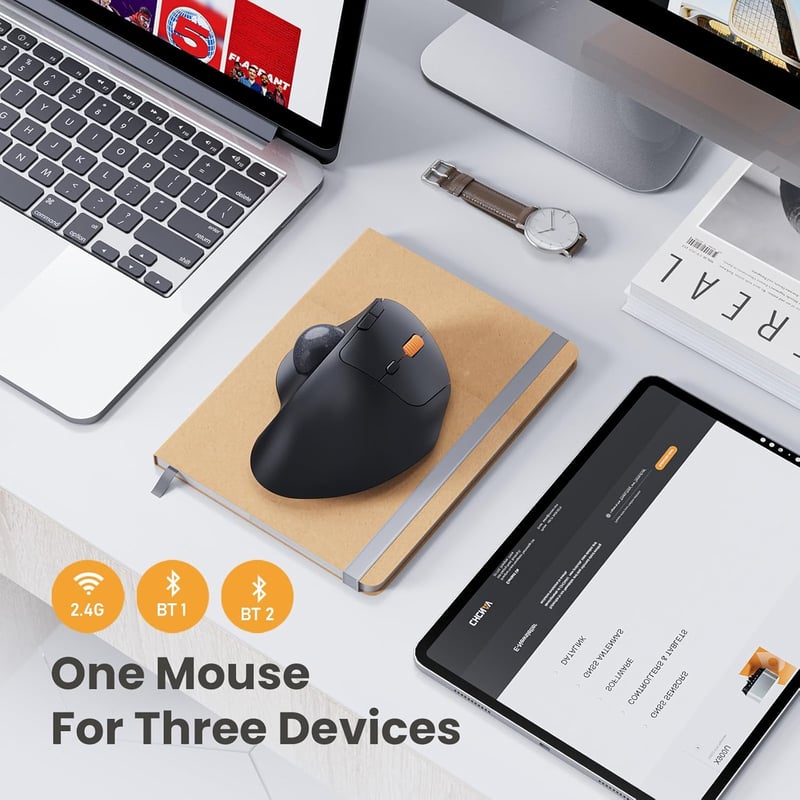 ProtoArc EM04 ergonomikus vezeték nélküli trackball egér, Bluetooth és 2.4GHz, újratölthető