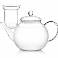 Ceainic de sticlă Teabloom cu infuzor detașabil 1,2 L, termorezistent, compatibil cu cuptorul cu microunde — Fără floare de ceai (stare: vezi a 2-a imagine) 1
