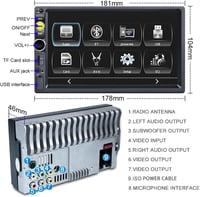Podofo 2DIN Autórádió 7" Érintőképernyővel - CarPlay és Android Kompatibilis, Bluetooth, Tolatókamera, Kormányvezérlés, FM, USB, Színes Vilá 2