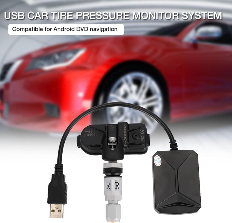 Keenso USB TPMS Gumiabroncs Nyomásfigyelő Rendszer - Belső Szenzorokkal Android Autós Navigációhoz, Hangriasztással, 4 Érzékelővel