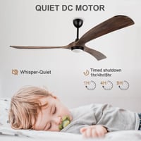 Ovlaim 183cm-es Fa Mennyezeti Ventilátor LED Világítással - Okos WiFi Vezérlés, Távirányító, 6 Sebesség, Tölgy-Fekete, DC Motor, Kültéri-Bel 3