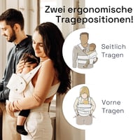 Marsupi Ergonomikus Baba Hordozó Kendő - Klasszikus Törtfehér/Bézs Színben, Kényelmes Vászon Anyagból, 420g, Újszülötteknek és Kisgyermekeknek 4