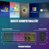 RedThunder K10 Vezeték Nélküli Gamer Billentyűzet és Egér Szett, QWERTZ Német Kiosztás, 3000 mAh Akkumulátor, 3200 DPI, RGB Háttérvilágítás - black 7