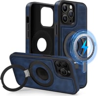 MOBESV Mágneses iPhone 12 Pro Max Tok MagSafe Kompatibilitással - Elegáns Bőr Védőtok Állvánnyal, 6.7", Királykék 1