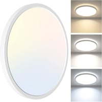 zemty 24W LED Mennyezeti Lámpa, 22cm Kerek, 2100 Lumen, 3 Színhőmérséklet (3000K/4500K/6000K), Ultravékony Modern Világítás Fürdőszobába, Ko 1