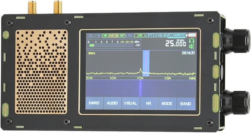 Yunseity Malahit SDR Vevőkészülék 50kHz-2GHz, 3.5" IPS Érintőképernyővel, AM SSB NFM WFM CW Rövidhullámú Rádió, Kettős Antenna Bemenettel
