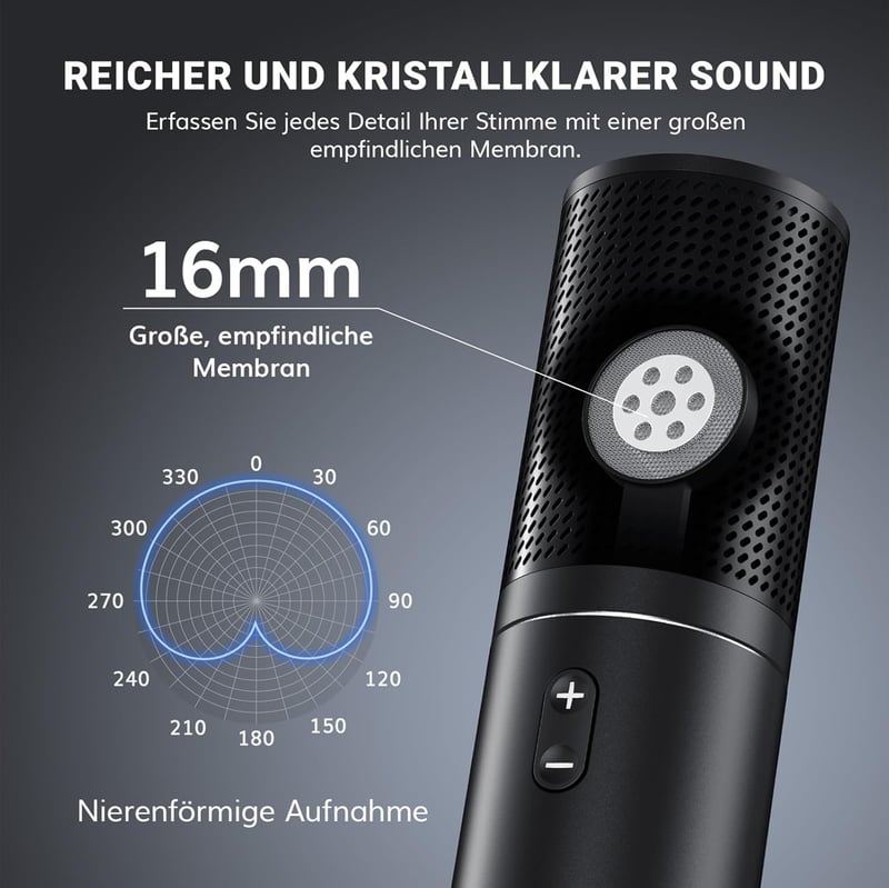 Tonor Q9 USB Kondenzátor Mikrofon Szett - Kardioid Irányítottságú Stúdió Minőségű Fém Mikrofon PC, Laptop és Konzol Kompatibilitással