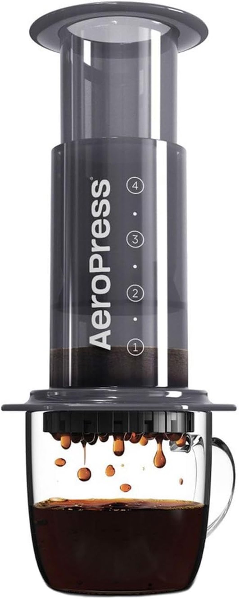 AeroPress A80 Kávéfőző - Fekete Műanyag Kézi Presszógép, 0,5 Literes Kapacitás, Vízszűrővel, Kompakt Kivitel, 249g