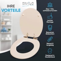 Sanilo Fa WC Ülőke Ovális Bézs Színben, Prémium Minőségű Lassú Záródású Mechanizmussal, Modern Stílusú Toalett Tető 2