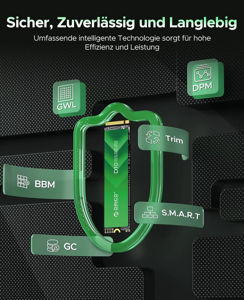 ORICO 128GB M.2 NVMe SSD - Nagy Sebességű Belső SSD Meghajtó TLC NAND Flash, 1700MB/s PCIe Gen3x4, 2280 Méret, Laptop és Asztali PC Kompatib