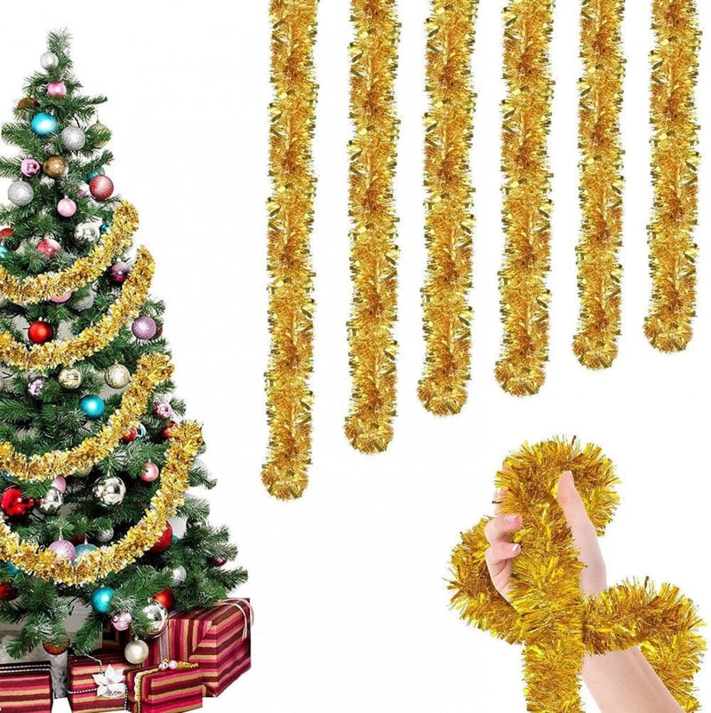 OUQIWEN 6db Fényes Karácsonyi Lametta Girland Karácsonyfa Díszítéshez