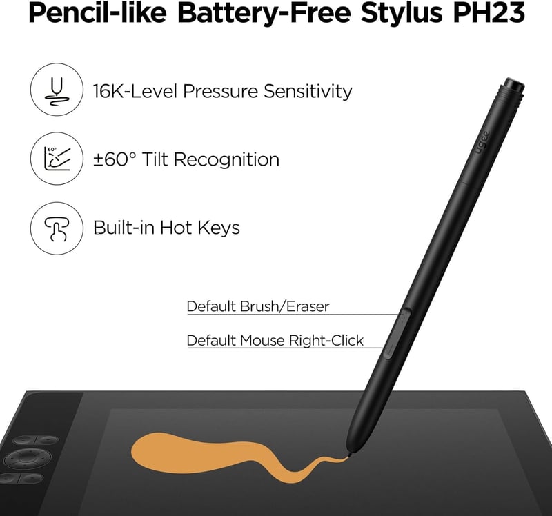 UGEE UE12 11,6" Grafikus Tablet Kijelzővel - 124% sRGB Színtér, 8 Gyorsgomb, Akkumentes Toll, Windows/Mac/Android Kompatibilis, Otthoni Munka