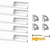 Chesbung LED hliníkový rohový profil biely, tvar V, 4x1 m pre LED pásy (1-12 mm), s mliečnym krytom, koncovkami a kovovými úchytkami, 45 stupňov — sada 4 ks 3