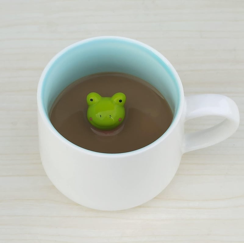 LOZACHE 3D béka alakú vicces kávésbögre 350ml, kézzel készített ajándék - Frog