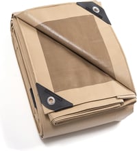 GUARD SHIELD Vízálló Ponyva Fémgyűrűkkel, 2x2m, Bézs/Khaki, 160g/m² Védőtakaró, Szakadásálló, UV-Stabilizált, Penészálló Többcélú Takarópony 1