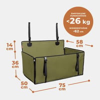WUGLO Extra Stabil Kutya Autóülés - Vízálló Autós Ülés Kis és Közepes Kutyáknak 4 Rögzítő Hevederrel - L Méret Khaki 8