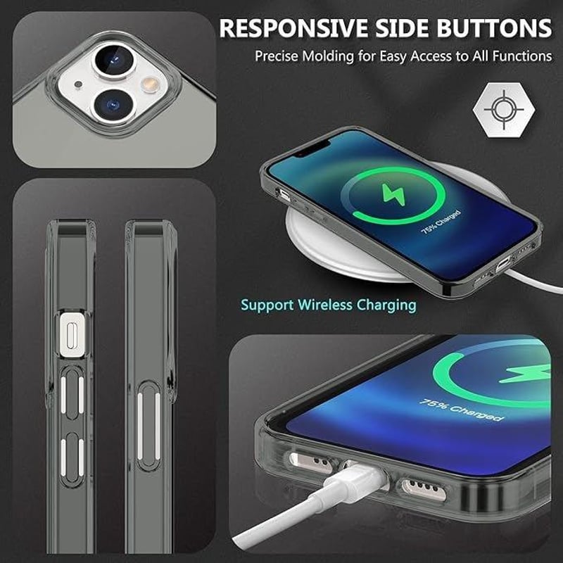 Apple iPhone 13 Mini Védőtok - Szürke Áttetsző Szilikon, Beépített Képernyővédővel