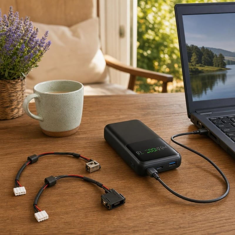 Töltőport mentőcsomag: 2 db DC tápcsatlakozó + 140W laptop powerbank