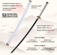 57 SPECIAL REPLICAS Roronoa Zoro Anime Katana Szett - One Piece Cosplay Bambusz Kard 105 cm, 3 db Katana Állvánnyal, Biztonságos Dekoráció 4