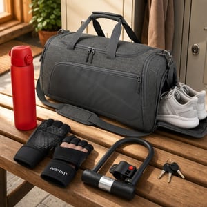 Fitness početni paket: M rukavice + 45L torba + 500ml boca + 16mm U-lokot