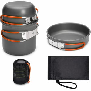 ERBO Alumínium Kempingfőző Edényszett 800 ml Outdoor Táborozó Főzőkészlet — evőeszköz-készlet nélkül (állapot: lásd a 2. képet)