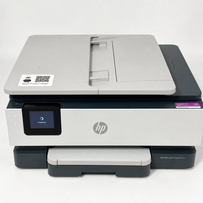 Višenamjenski inkjet pisač HP OfficeJet Pro 8122e – NEISPRAVAN, DJELOMIČNO RADI: uključuje se, ali ostaje zablokiran na zaslonu „Preparation”