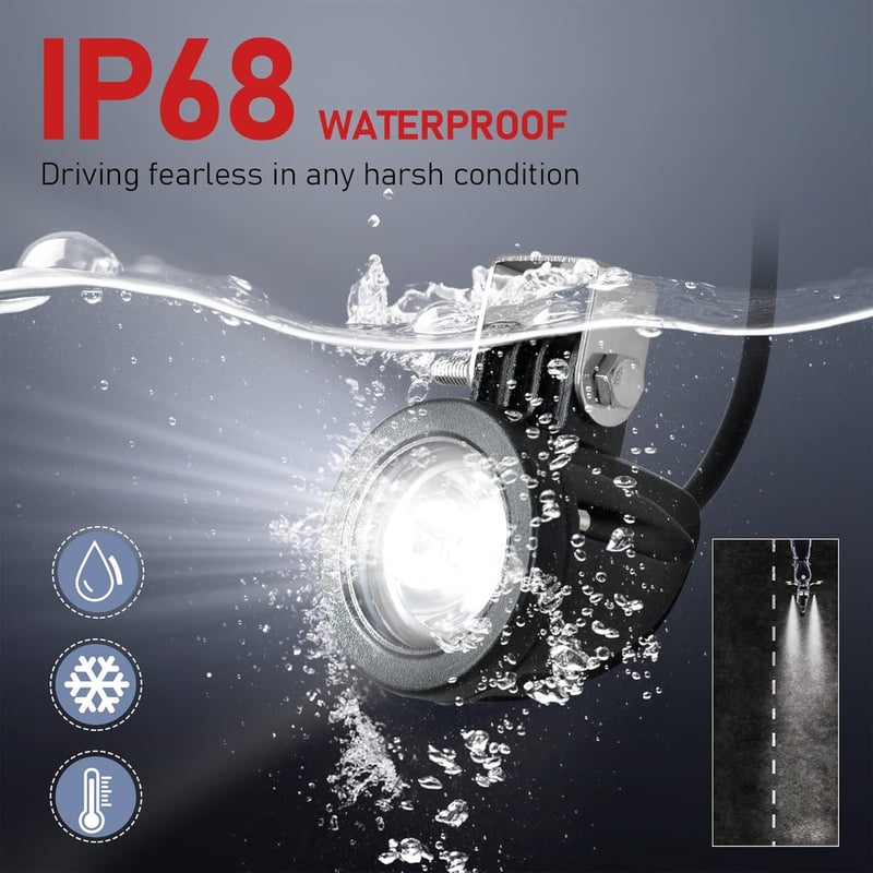 Dinfu 2 Inch LED Motorkerékpár Kiegészítő Fényszóró - 12-24V IP68 Vízálló Spotlámpa ATV UTV Dirt Bike Terepjáró Csónak Pickup Járművekhez