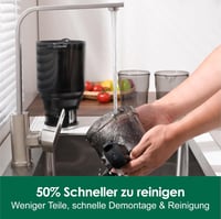 Fretta Slow Juicer 135mm XXL Nyílással - 1,8L Hidegpréselő Gyümölcs és Zöldségprés, Egész Gyümölcsökhöz, BPA-mentes Tritan Anyag, 250W, Szür 6