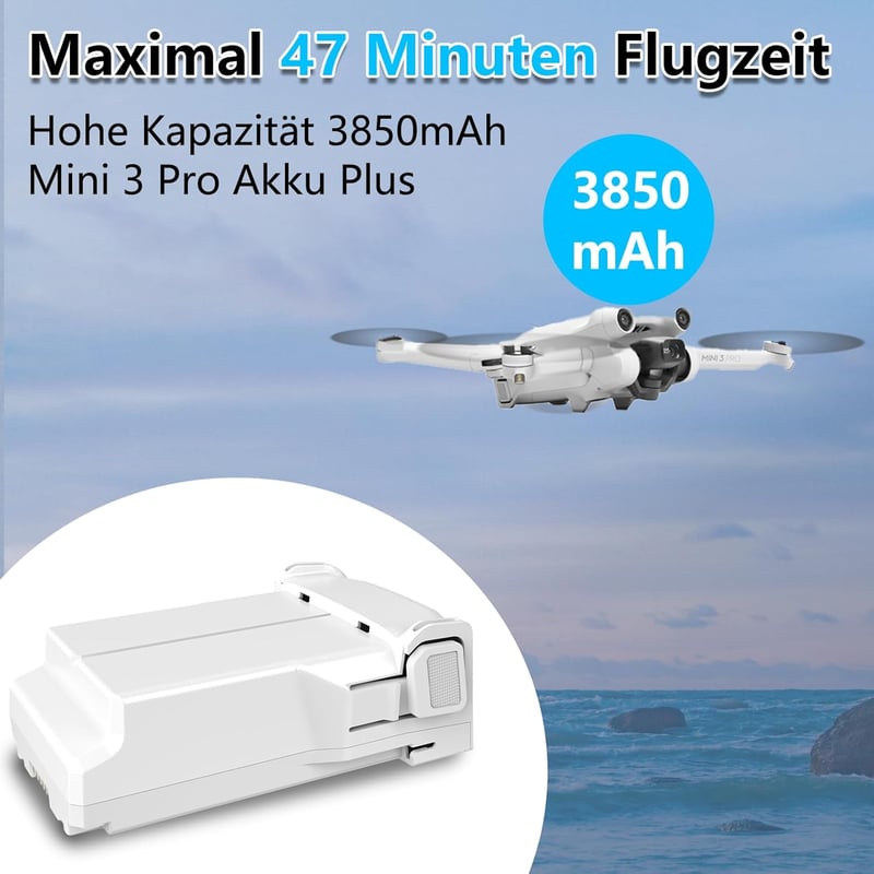 DJI Mini 3/4 Pro akkumulátor szett: 2db 3850mAh akku és kétirányú töltőhub, 47 perc repülésidő