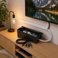 TV-kábelmentő sarok: 3 m HDMI kábel + 4 m kábelcsatorna + kábelbox + 2 m spirálrendező + E27 LED izzó 1