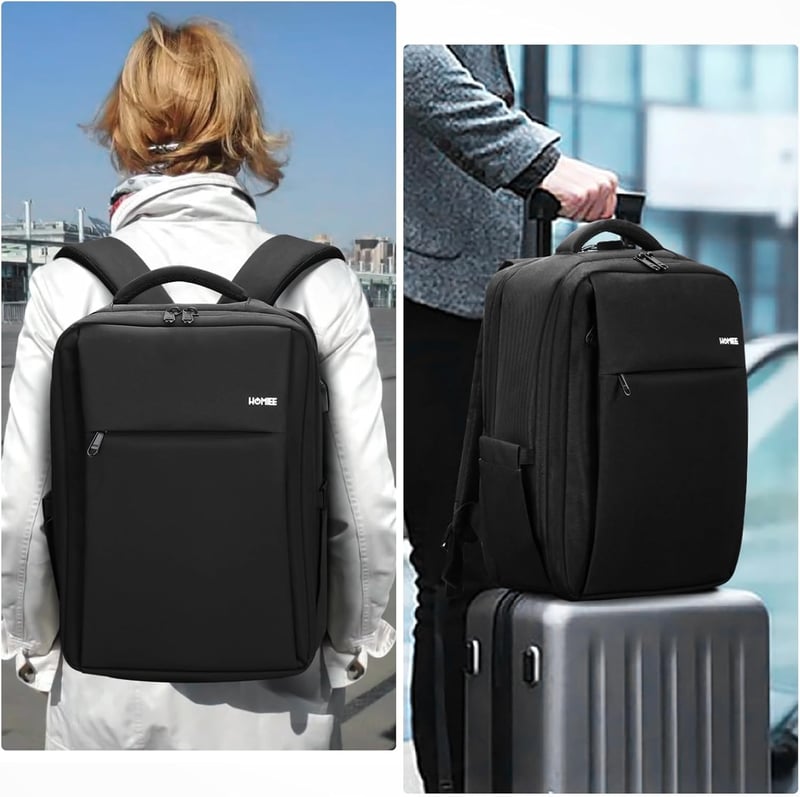 HOMIEE Ryanair Méretű Vízálló Laptop Hátizsák 40x20x25cm, 15,6" Fekete